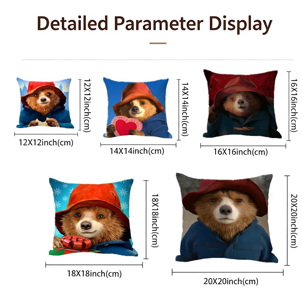 Cartoon Paddington Bear Cushion Cover Cushion Cover Set 4Pcs 50X50 45X45 40X40 Pillowcase Decorative Sofa Home Decor