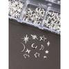 12 Grids Gold Moon Star Metallic Nail Charms 3D Y2K Jewelry Rhinestones Steel Ball Nail Art Decoration Manicure Supply Diy Nail Supplies