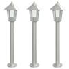 VidaXL Lampadaires d'extérieur 3 pcs argenté 80 cm acier inoxydable, éclairage au sol d'extérieur, éclairage au sol de 4006382