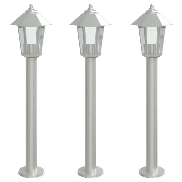 VidaXL Lampadaires d'extérieur 3 pcs argenté 80 cm acier inoxydable, éclairage au sol d'extérieur, éclairage au sol de 4006382