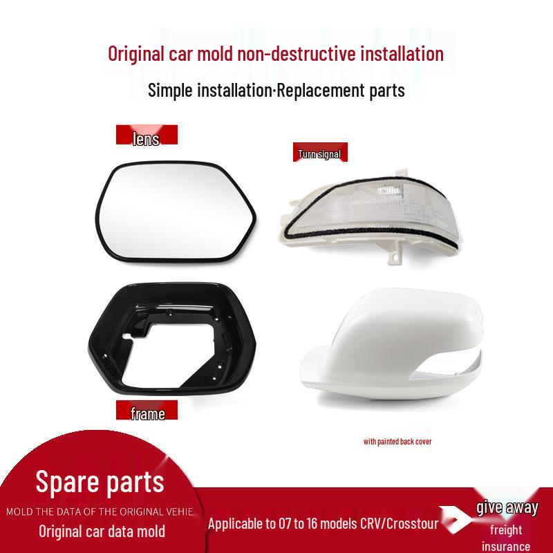 Honda CR-V Rearview Mirror Cover Set: Left & Right Frames with Reflector Lenses and Turn Signal Integrations