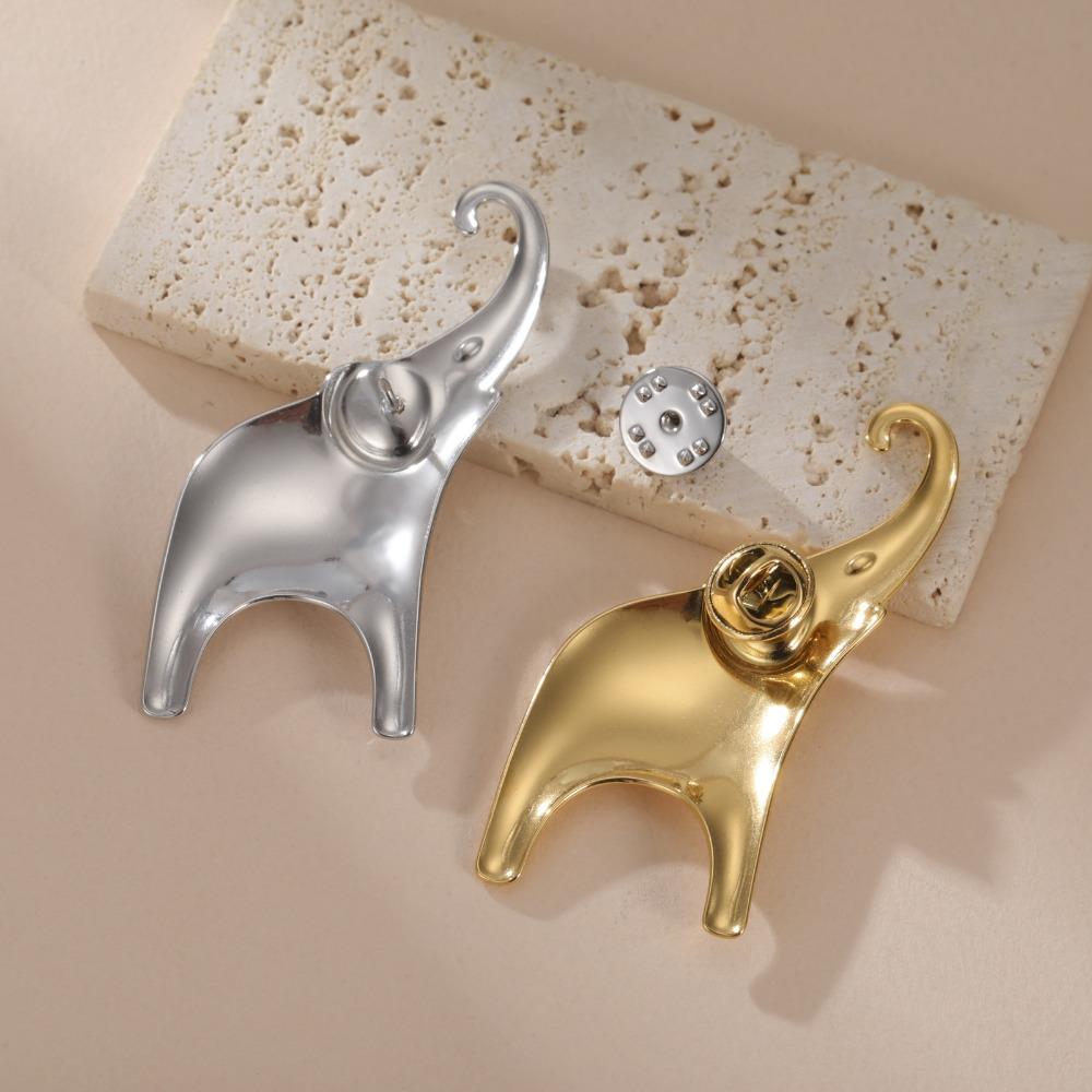 Personality Simple Smooth Metal Elephant Swallow Stainless Steel Animal Broochs for Women Men Decorate Clothes Jewelry Accessory