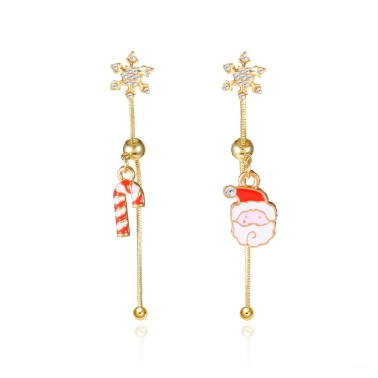Festival Asymmetrical Snowflake Santa Earrings Women’s Holiday Dangle Jewelry Lightweight Alloy Accessories