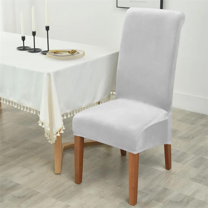 1/2/4/6pcs Soft Velvet Chair Cover Elastic High Back Dining Chairs Seat Case Solid Color Chair Slipcover for Dining Room Kitchen