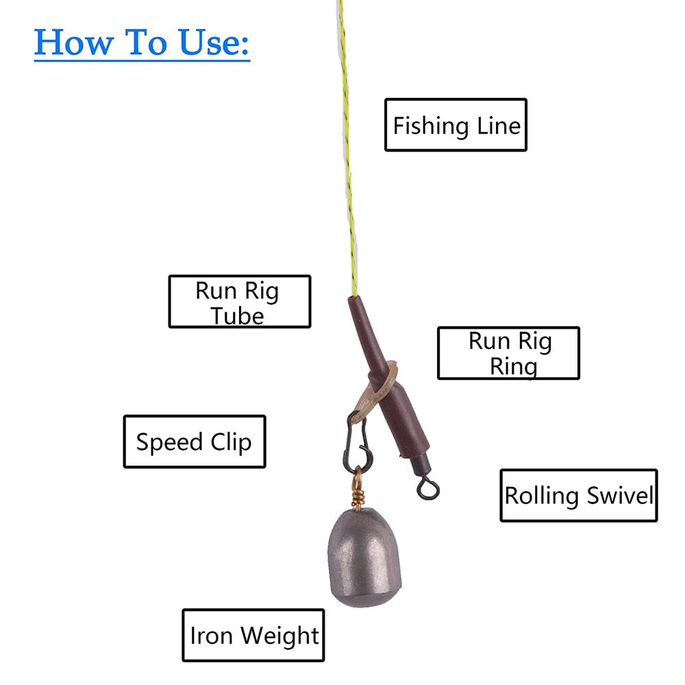 40Pcs Carp Fishing Running Rig Accessories Kit With Run Rig Rings Rubber Tube Rolling Swivels Clips For Carp Terminal Tackle