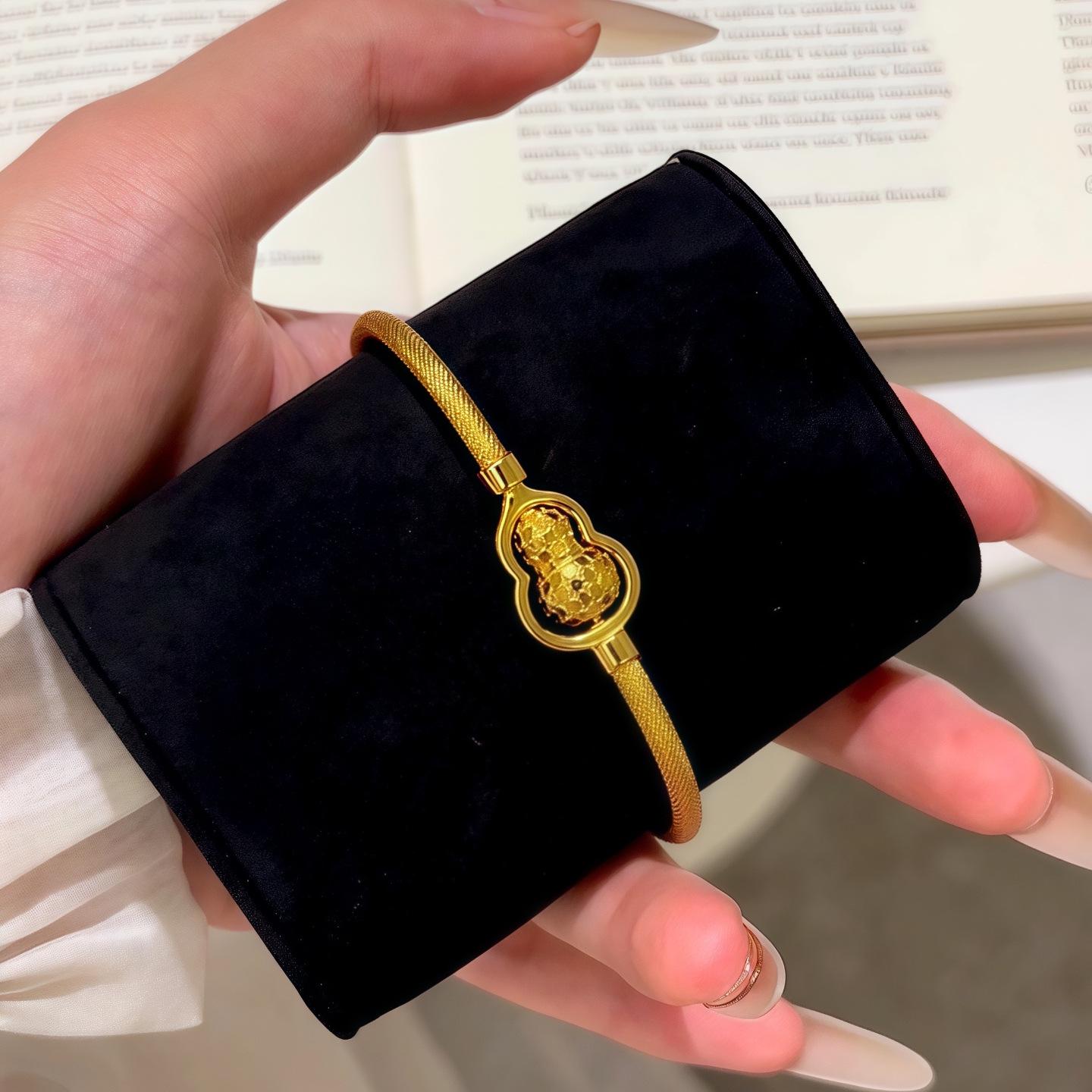 

Позолоченный браслет-тыква с драконьей чешуей: 5G Твердое Золото Супер Вспышка Браслет Талисман Удачи