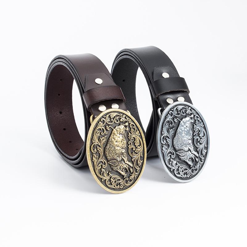 Men's Retro Cowhide Belt with Smooth Buckle - Korean Style, Trendy and Simple Wide Waistband.