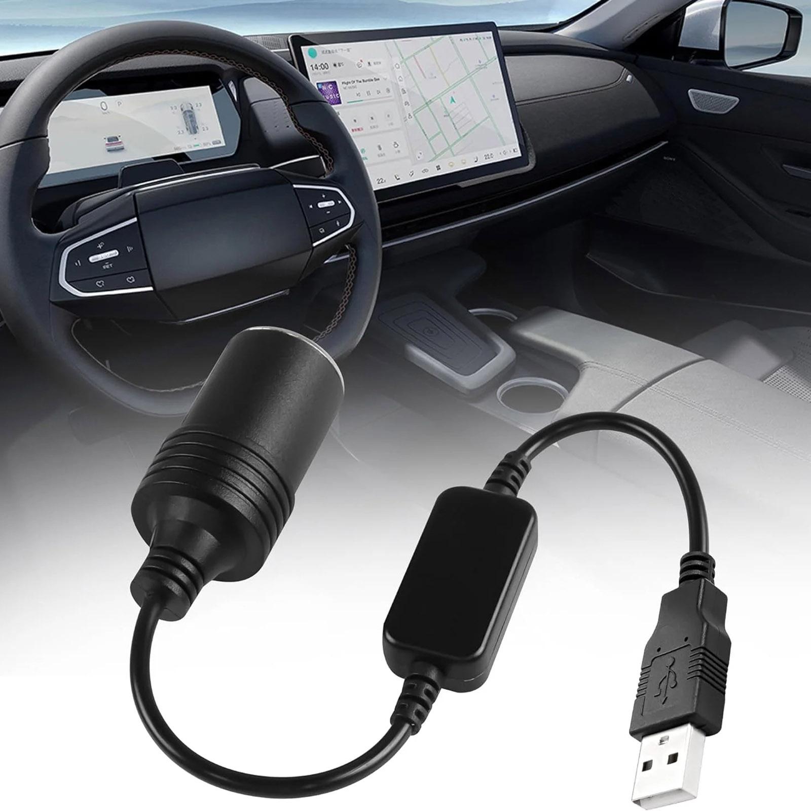 

Black Thick Copper Wire 5V To 12V Driving Recorder Power USB To Lighter Adapter Cable One Size