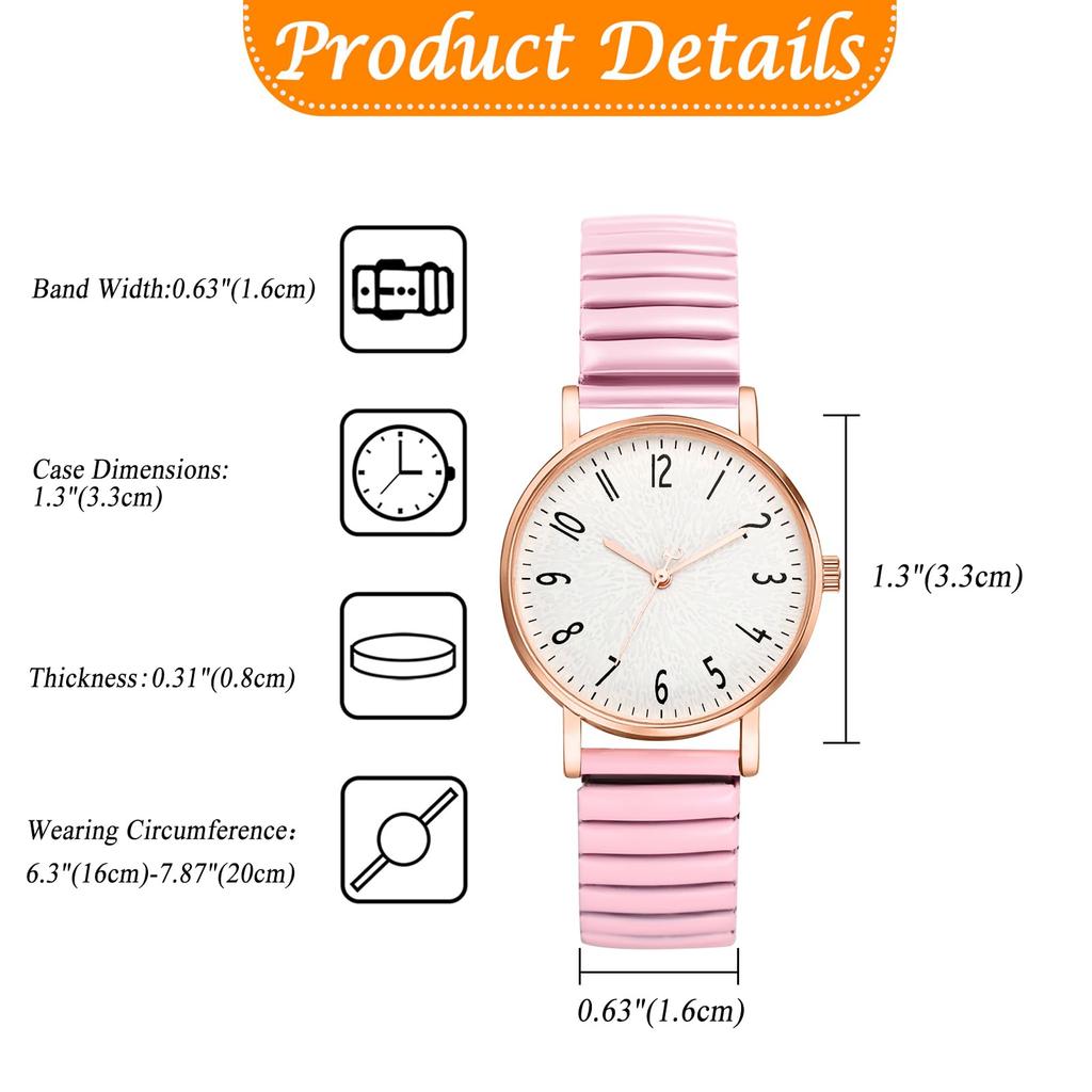 Watch with Bellows Available In Multiple Stretchable Stainless Arabic Clear Quartz Adjustable Suitable for Seniors and Birthday Gift Women's Strap,