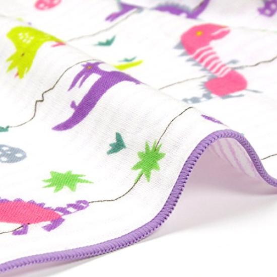 Imabari Towel Dinosaur Gauze Baby Isso Ecco Single-Sided Towel, (Face Towel, Purple)