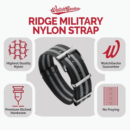 WatchGecko Ridge Military Nylon Watch Band - Stylish and Durable Bond - 20mm