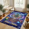 Christmas Theme Crystal Velvet Rug Personalized Custom Name Text Soft Floor Mat Home Decor