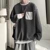 Striped long-sleeved T-shirt 2025 spring and autumn new men's versatile Korean version crew neck sweater bottoming shirt top long-sleeved