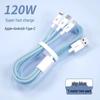 Multi-Head 3-in-1 Fast Charging Cable: 120W for Home, 66W for Car, Compatible with Apple Devices.