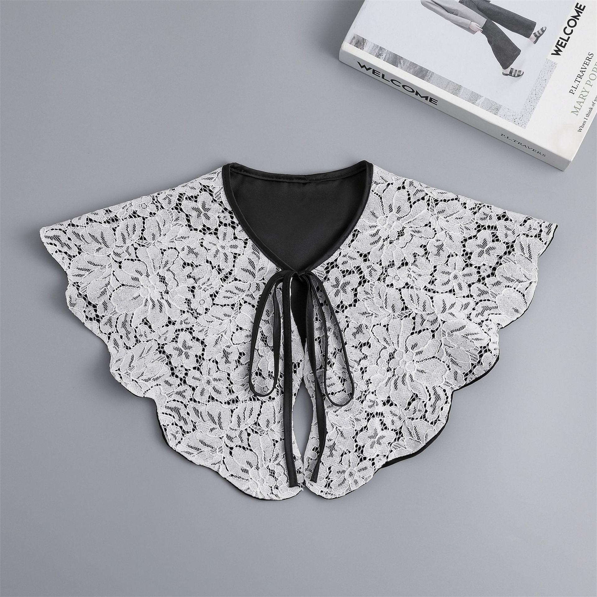 

Кейп на шнуровке с кружевом и шалью, универсальный свитер, многофункциональный искусственный воротник белый