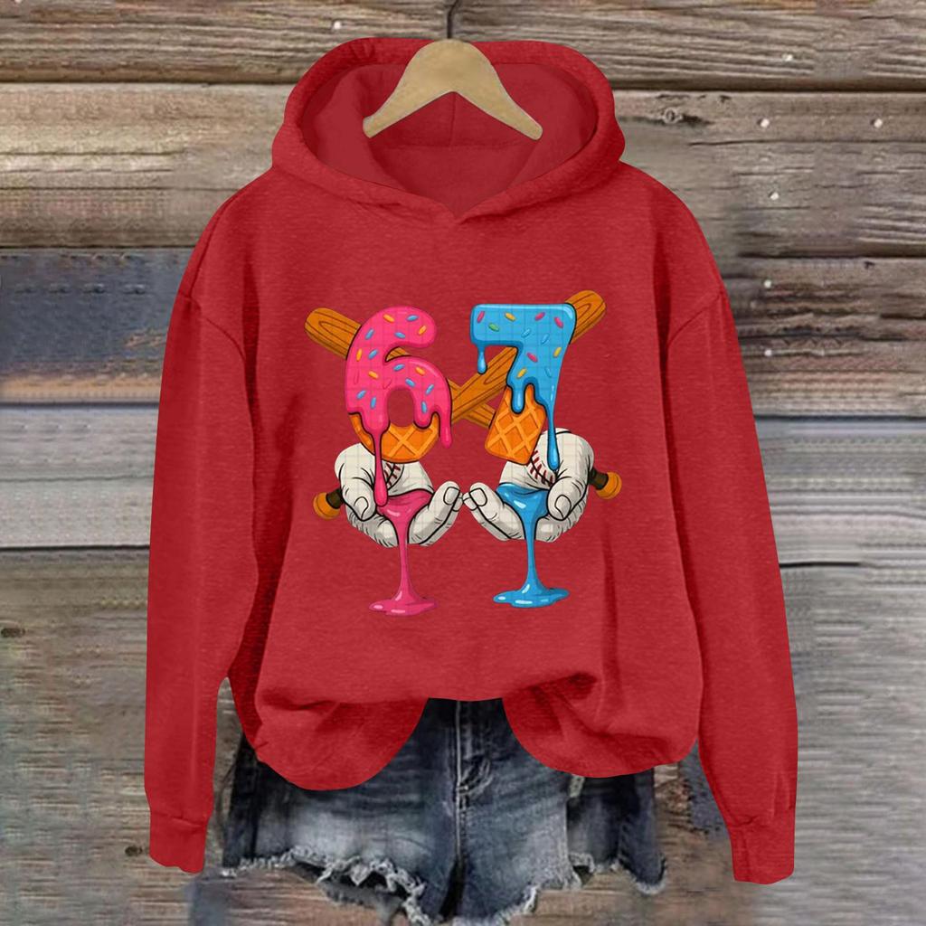 Women's Fashionable Casual Long-Sleeved Printed Hooded Sweatshirt