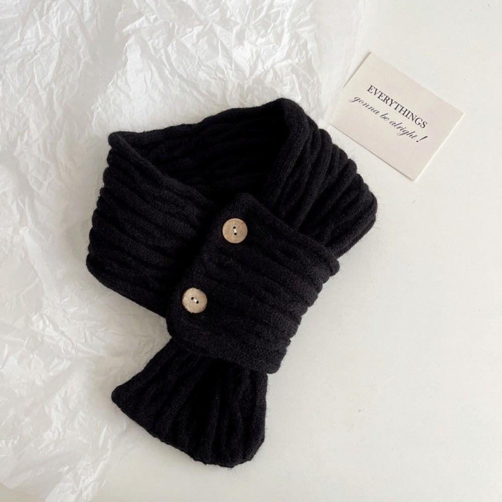 Warm Knitted Wool Scarf Winter Short Snood Neckerchief Korean Cross Neck Scarves  For Women Girl