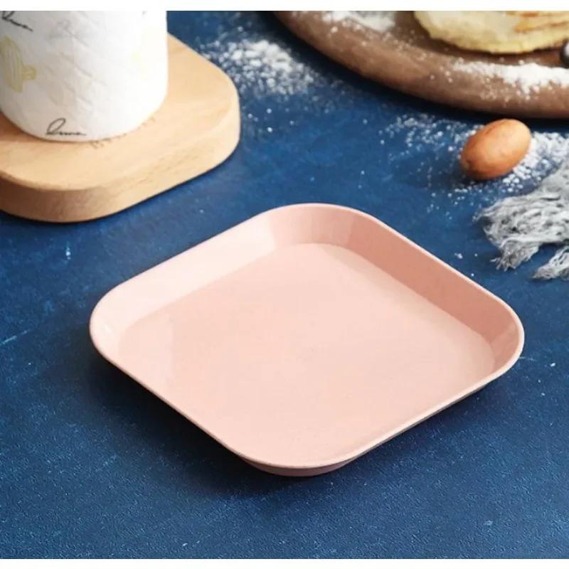 Home Creative Square Plate Set Deep and Thick Bone Spitting Plate Fruit Plate Restaurant Baby Plate