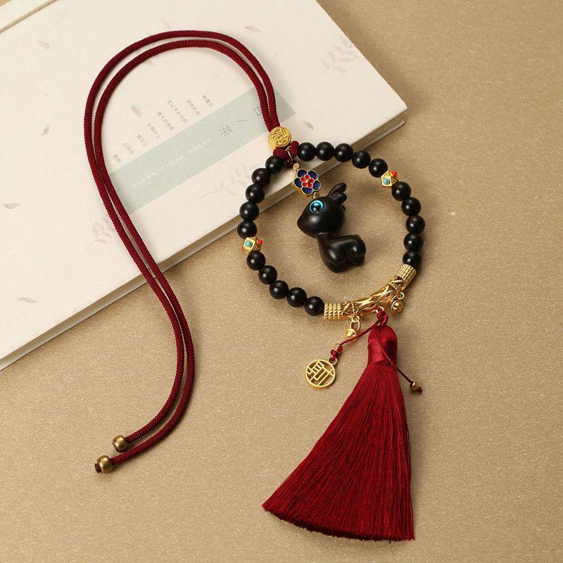 Sandalwood Deer Car Pendant: Cute Rearview Mirror Ornament for Men & Women