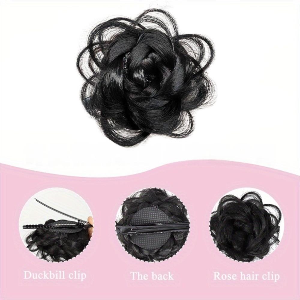 Invisible Claw Rose Hair Bun Fluffy Hairpiece Side Hair Clip Flower Hair Clip Hair Accessories