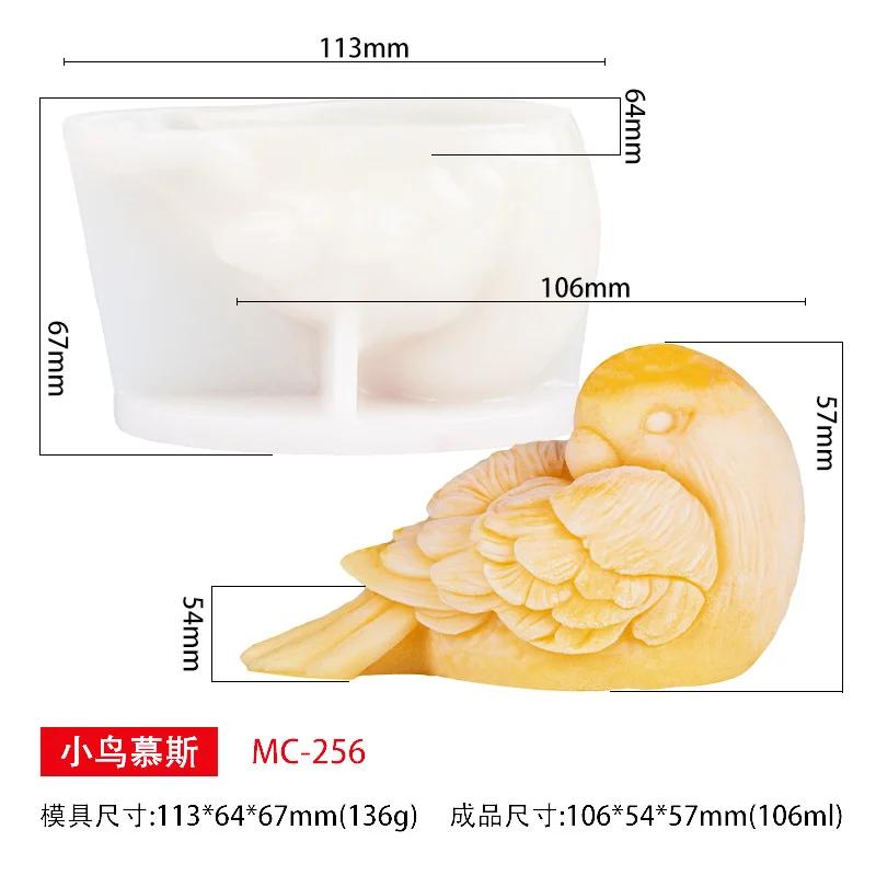 Top Quality 3D Bird Shaped Candle Silicone Mold Cute Parrot Resin Plaster Scented Candle Mold DIY Sleeping Bird Handmade Making