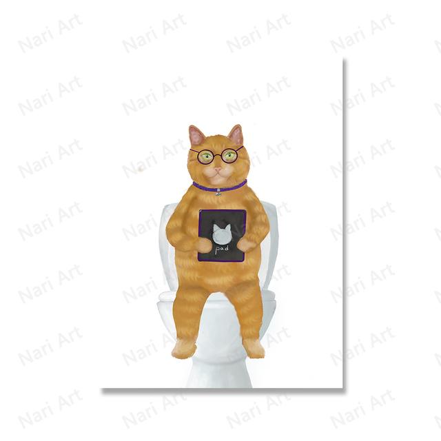 Interesting Cat In Bathroom Spa with Mask Printing and Poster Wall Art Animal Lover Canvas
