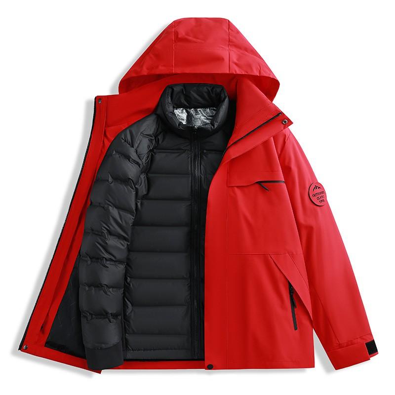 Men Women 3-in-1 Waterproof Windproof Hiking Jacket With Fleece Inner Removable Outdoor Mountaineering Coat