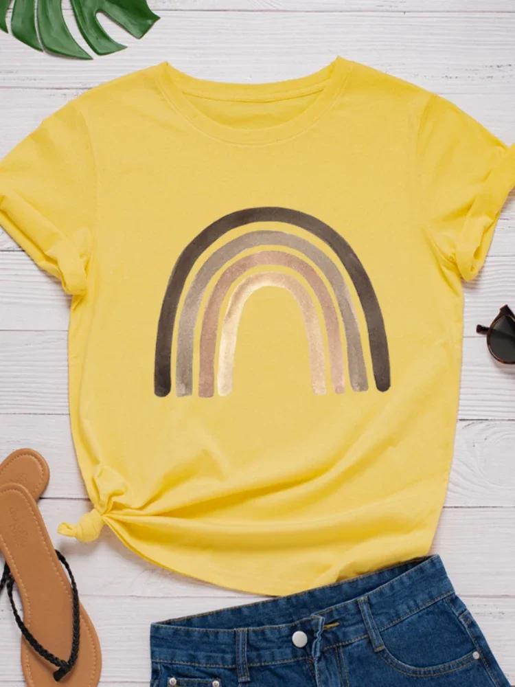 Rainbow Bridge Print Women T Shirt Short Sleeve O Neck Loose Women Tshirt Ladies Tee Shirt Tops Clothes Camisetas Mujer