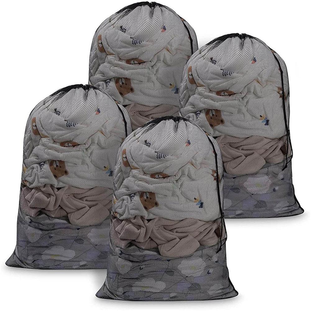 Drawstring Mesh Laundry Bag,Reusable Wash Clothes Storage Bag,Toy Football Organizer,Anti-Twisting Anti-Scratch Laundry Bag