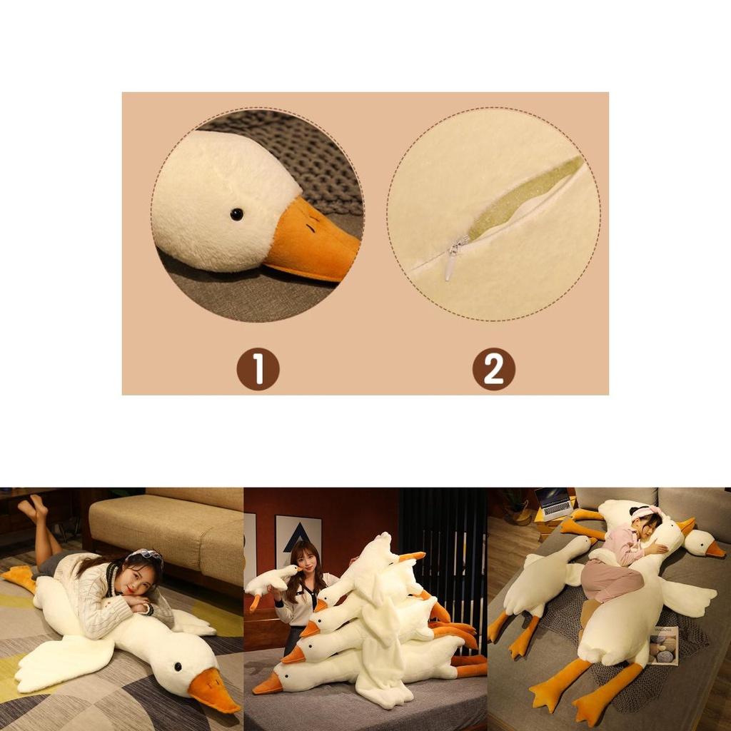 Huge 19.7/35.4/51.2in White Goose Plush Sleeping Toy Cushion For Kids