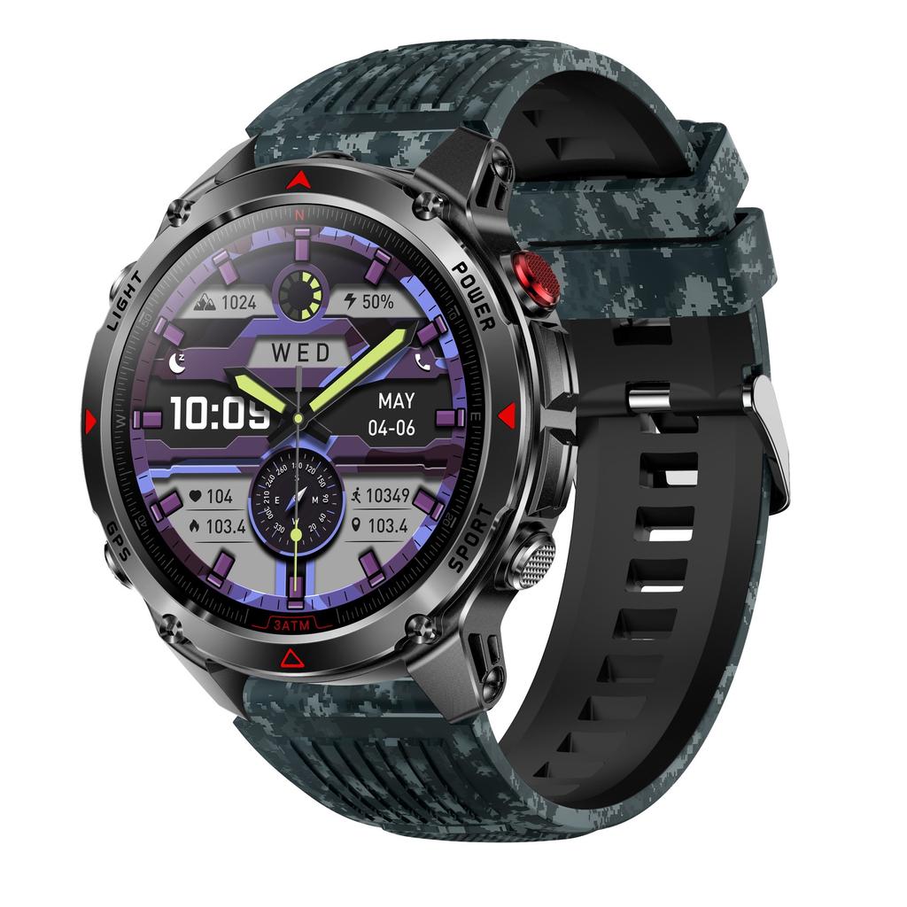 HT37 Smart Watch IPS Call Heart Rate Meter Step Sleep Monitoring 540mAh GPS Positioning 3ATM Outdoor Sports Silicone 4-Day
