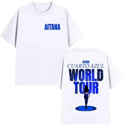 Aitana Pattern Tshirt Blue Room World Tour Summer UNISEXs Womens Pop Fans Support Unisexed Yk Style Extra Large Cotton