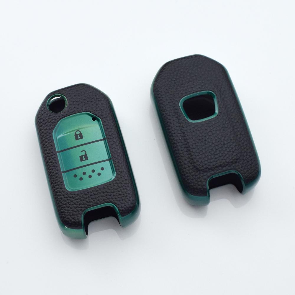 

Чехол для автомобильного ключа из ТПУ кожи, защитный чехол для Honda Civic CR-V HR-V Agreement Jade Crider Odyssey 2015-2018, брелок в виде ракушки зелёный