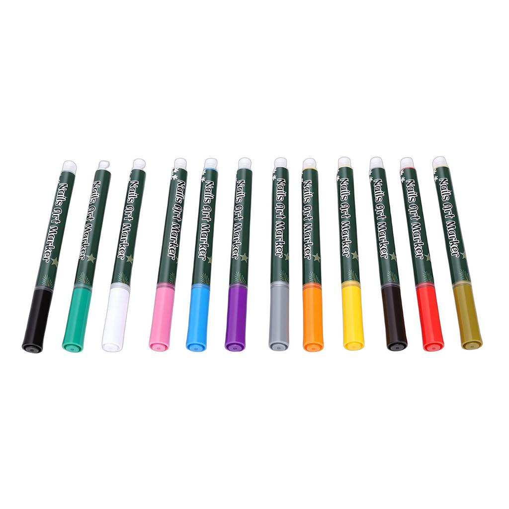 12 Colors Nail Art Pens for Painting Quick Drying Nail Art Design Graffiti Pen Acrylic Paint Marker