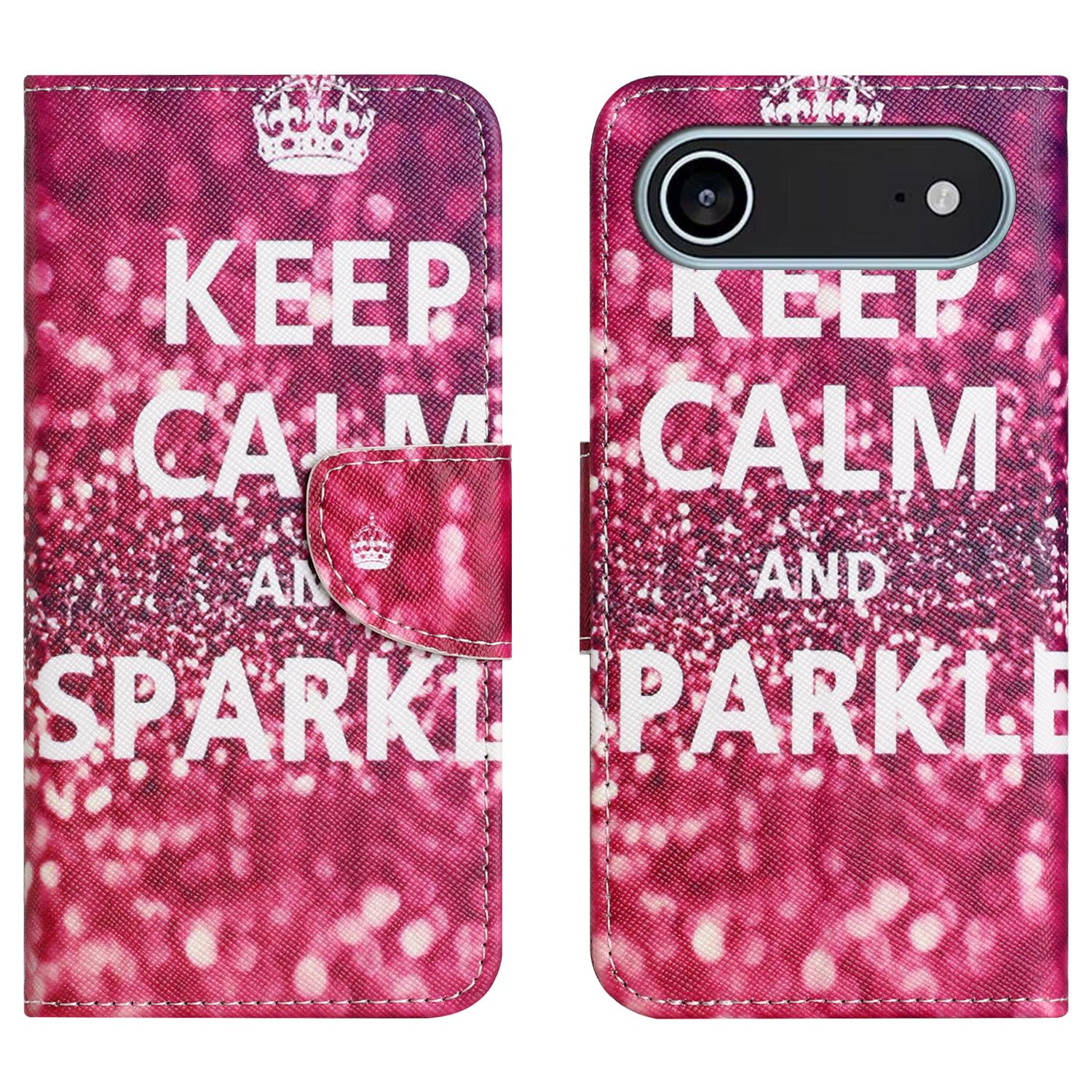 

For iPhone 17 Air Case Pattern Printing Cross Texture Leather Phone Cover D