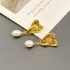 Manufacturer Supply Fashion Black Zircon Love Rose Earrings Natural Pearl Earrings Earrings Spot