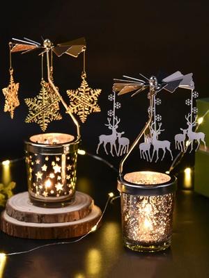 Angel Moon Golden Hot Rotating Candle Holder Ornaments Metal Windmill Rotating Creative Hand Gift Christmas Decoration