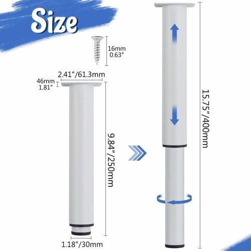 XINMEIWEN 8-Pack Adjustable Metal Furniture Legs, 10-16.5 Inch, Heavy-Duty Cabinet Feet Legs, Bed Center Frame Slat Support Legs, with 16 Screws for T