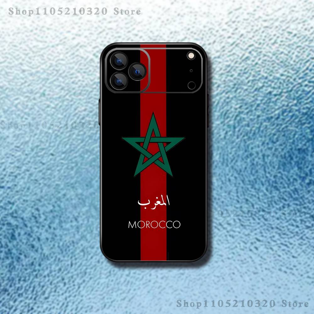 M-Morocco Flag Phone Case For iPhone 17,16,15,14,13,12,11,Pro,Max,Plus,E,Air,Mini Protective Black Cover