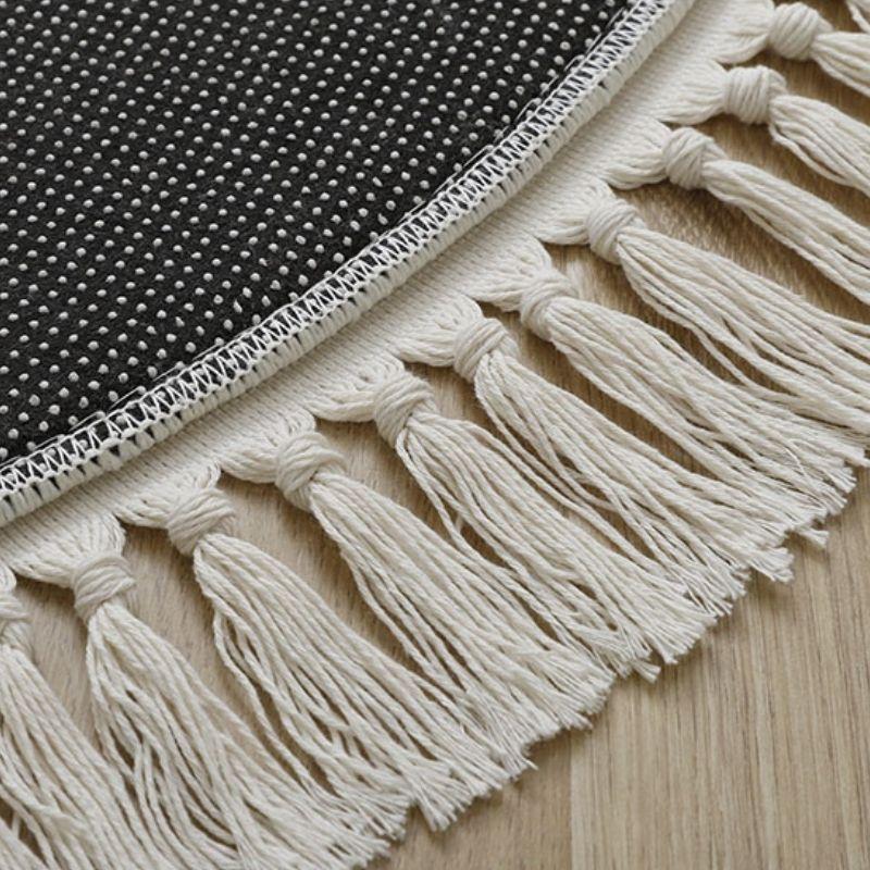 Round Fluffy Carpet For Living Room With Tassels,White Hairy Nursery Play Mat For Children,Soft Plush Bedroom Rugs For Kids