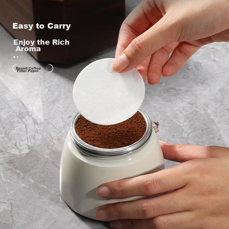 Mongdio Coffee Filter Paper, Moka Pot Filter Paper, Italian Coffee Machine Handle Round Powder Bowl Filter Paper, 60mm, 100 Sheets
