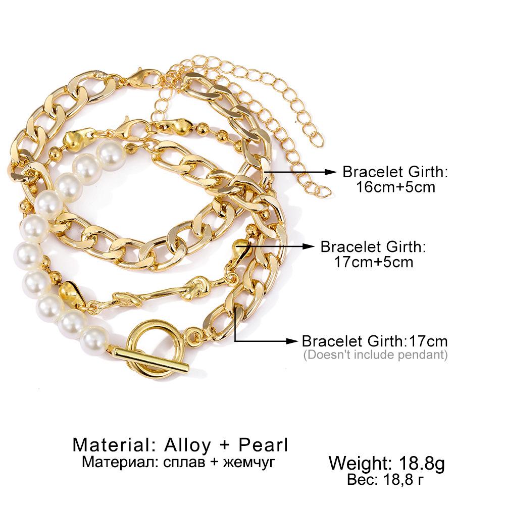 Fashion Suitable For Daily Wear Women's Imitation Pearl Chain Design 3pcs/set Of Classic Stackable Bracelets A Gift For Holidays Jewelry Fashion