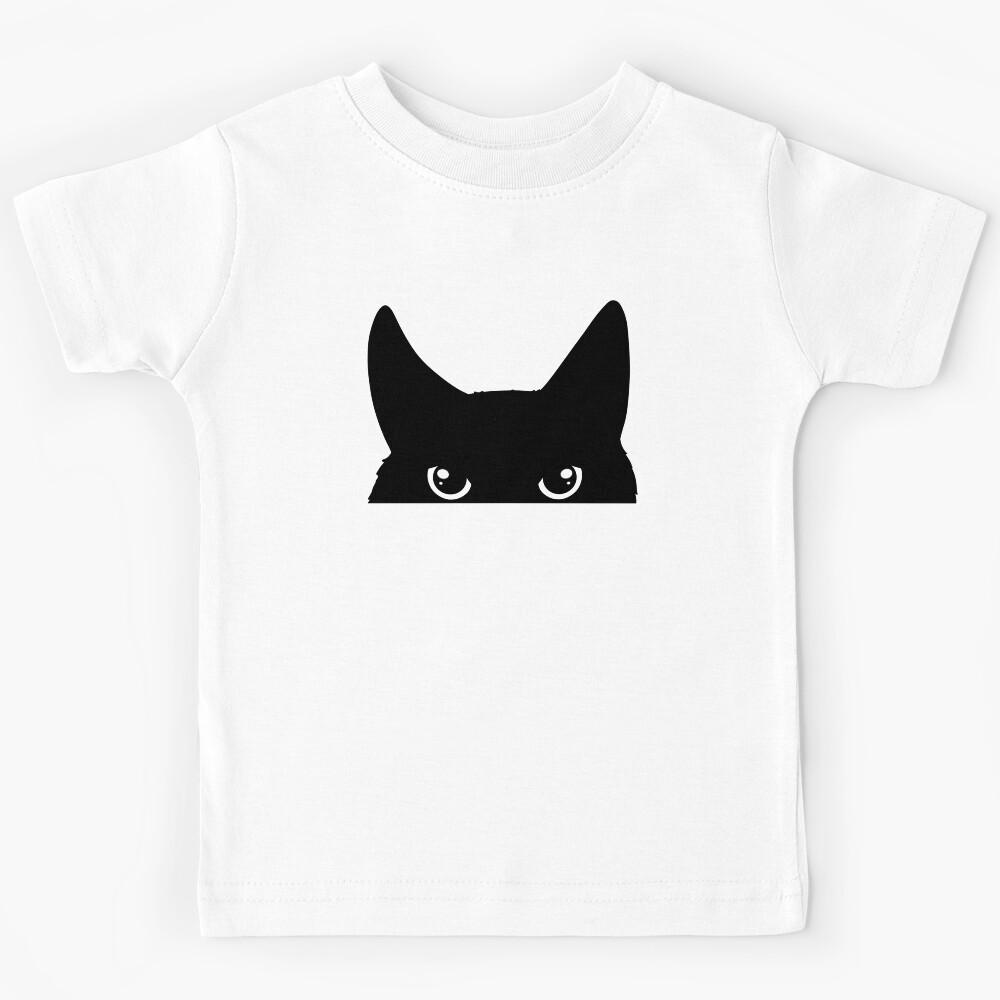 Peeking Black Cat Silhouette Kids T-Shirt 100