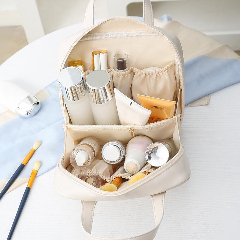 Borsa Porta Trucchi Pu da Viaggio Donna Pelle Borsa Cosmetica Portatile per Pernottamento Weekend Rossetto Profumo Beauty Pouch