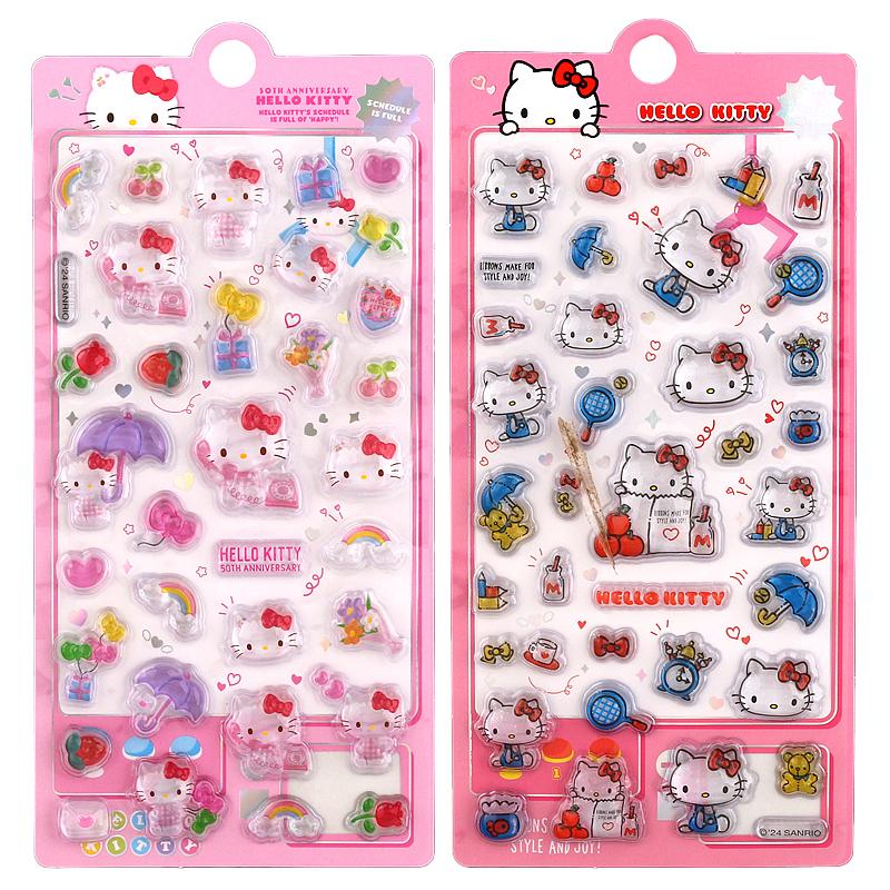 Sanrio Hello Kitty 3D Relief Sticker Scrapbooking Cartoon Girls Diy Diary Phone Case Laptop Luggage Stickers Stationery Decals