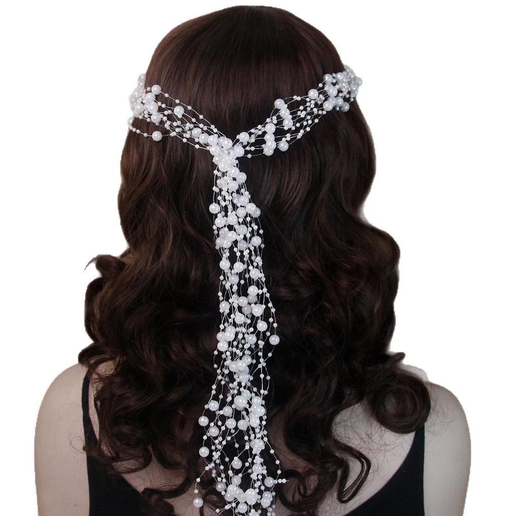 Korean Style Pearl Bridal Headpiece: Handmade Beaded Forest Fairy Wedding Headband