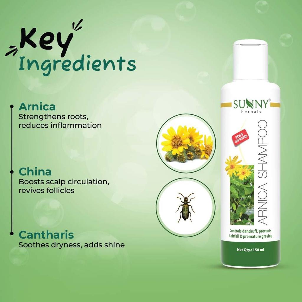 Sunny Herbals Arnica Shampoo 1 L Pack for All Hair Types | Reduces Hair Fall, Strengthens Roots & Controls Dandruff