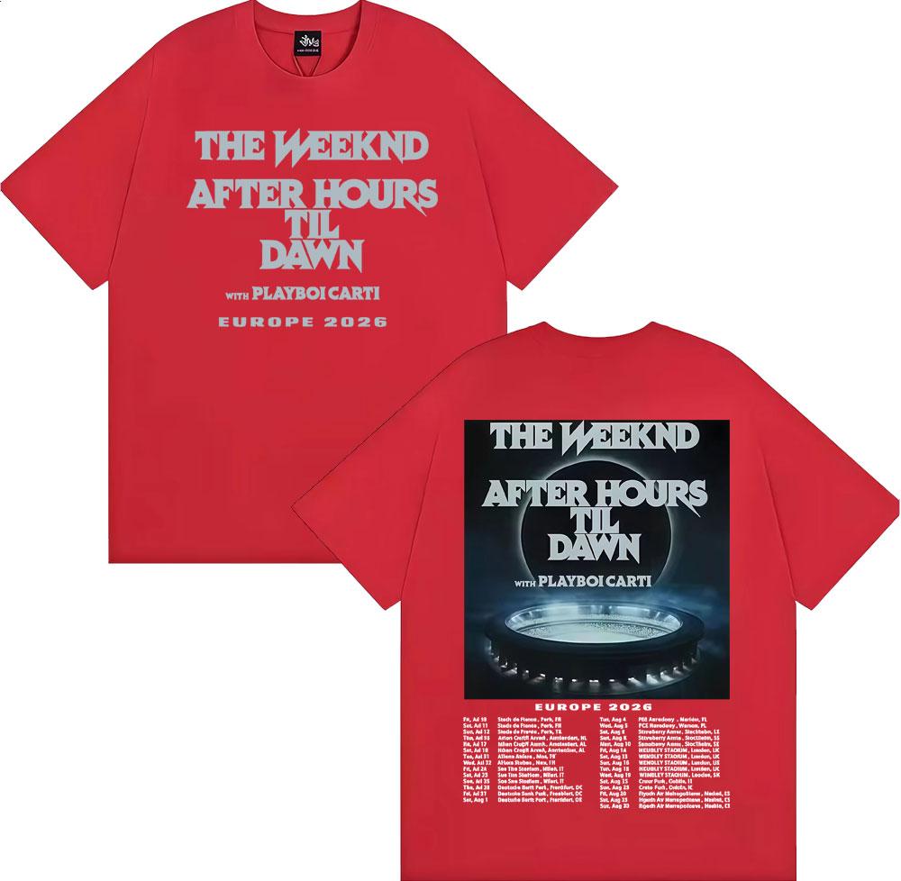 

The Weeknd After Hours Til Dawn Европа 2026 Футболки Мужские Женские Мода Хип-Хоп Стиль Футболка Винтажная Унисекс С Коротким Рукавом Футболка S