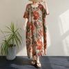 Dimanaf 2025 Plus Size Dress Women Summer Elegant Long Floral Printing Dress Loose Casual Vintage Dress Maxi