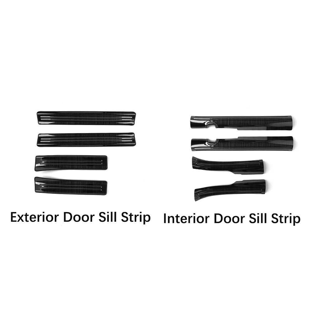 8PCS Car Stainless Black Rear Trunk Inner Guard Tailgate Threshold Strip Protection Cover Panel For Hyundai SX2 KONA 2024 2025